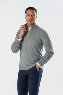 Pullover Half Zip - Grau Melange