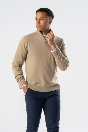 Pullover Half Zip - Sand - TeeShoppen Group™ - Knitwear - TeeShoppen