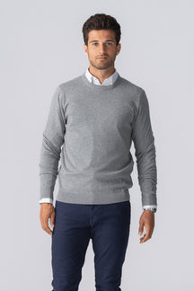 Pullover Rundhalsausschnitt - Grau Melange