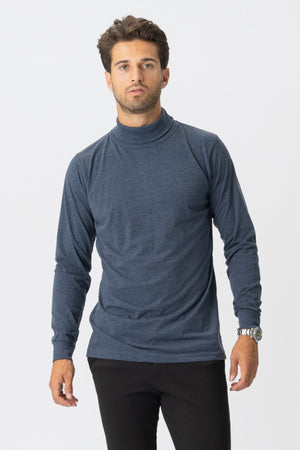 Rollkragenpullover - Heather Blue