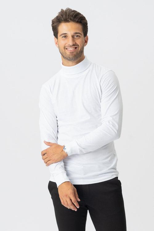 Roll collar sweater - White - TeeShoppen Group™