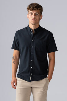 Short-sleeved Linen Shirt - Black