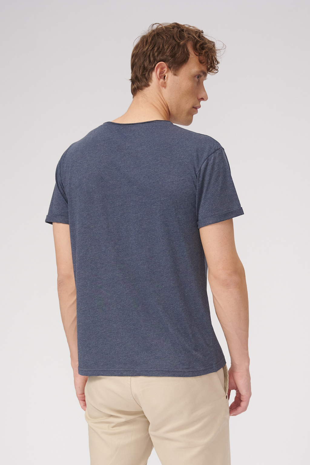 Rohhals -T -Shirt - Blaues Blau