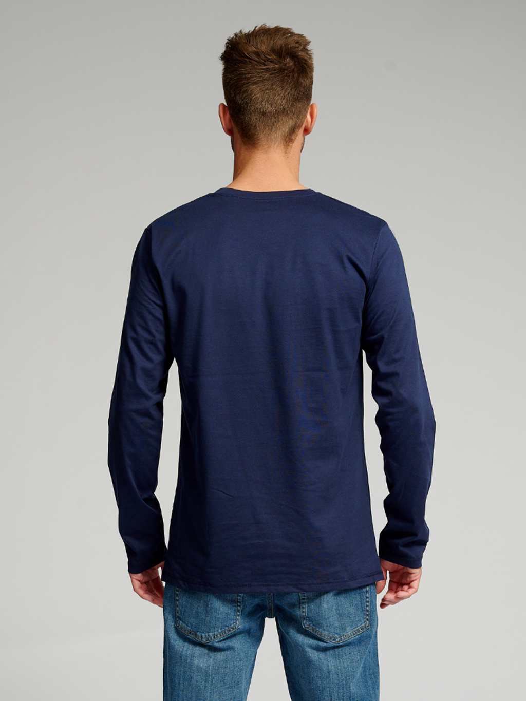 Basic Langarmes T-Shirt-Marine