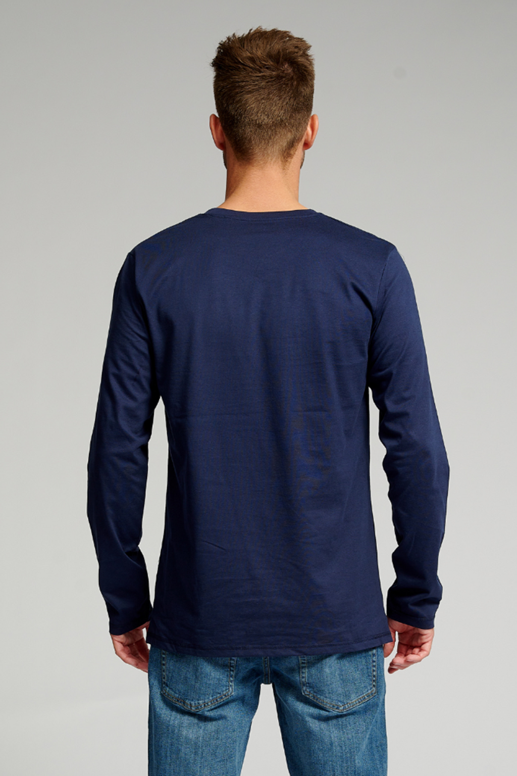 Basic Langarmes T-Shirt-Marine