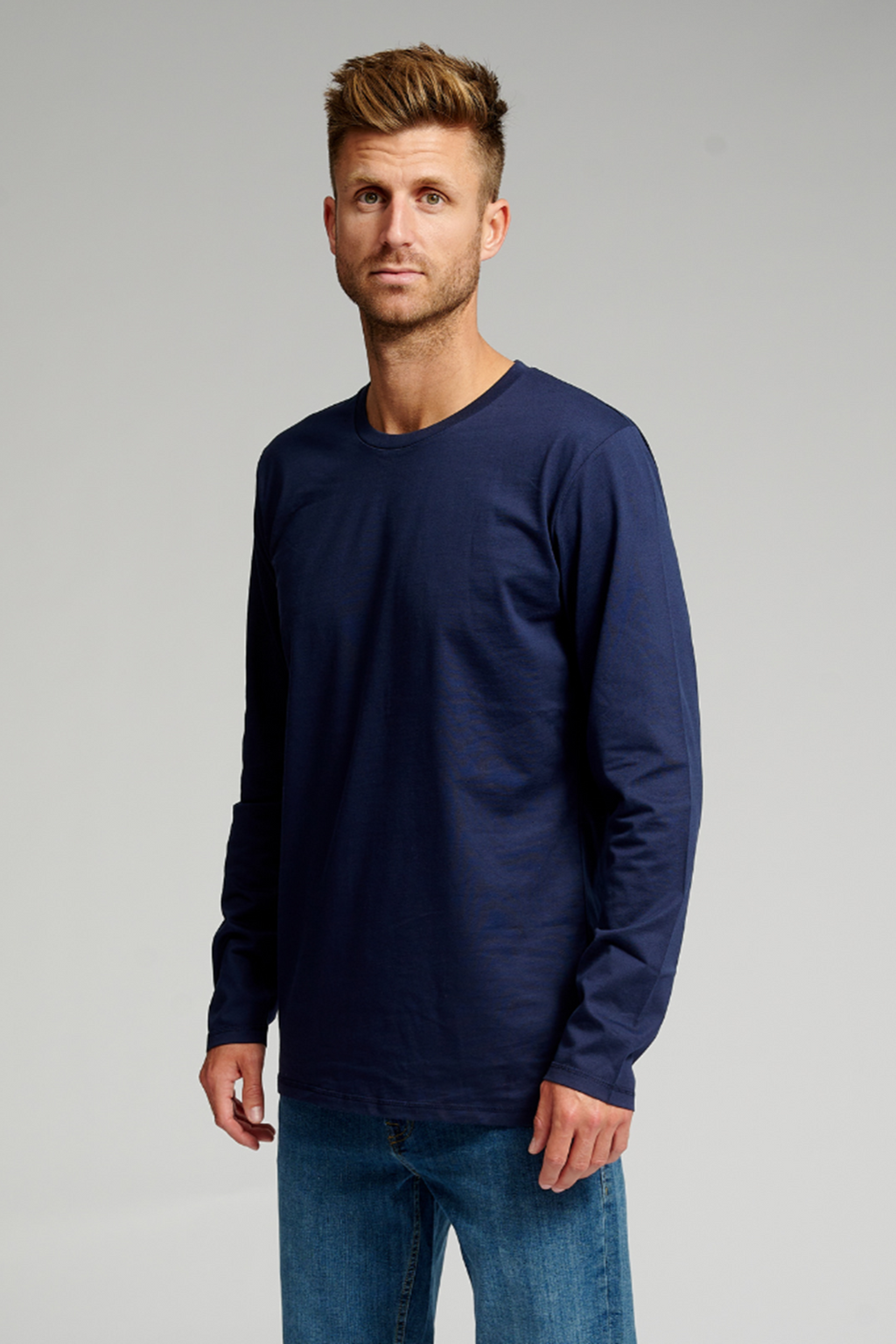 Basic Langarmes T-Shirt-Marine