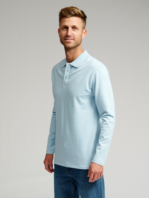 Muscle Langarm -Polo -Hemd - hellblau