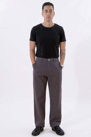 Gerade geschnittene Baumwoll-Chino – Grau