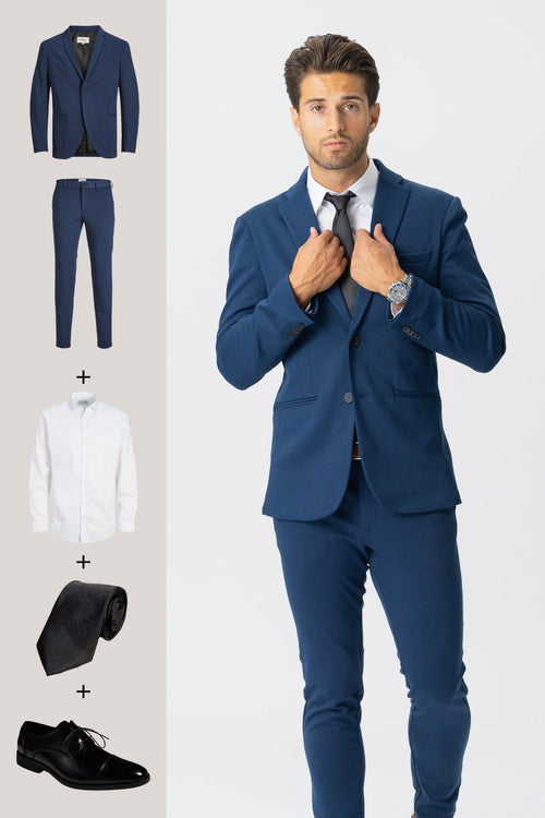 The Original Performance Suit (Blue) + Shirt, Tie & Derby Shoes - Package Deal - TeeShoppen Group™