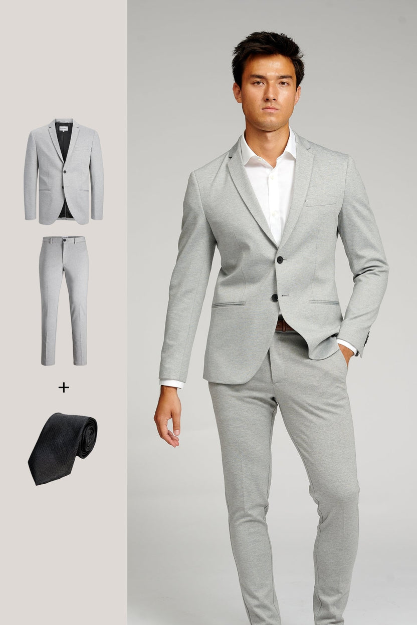 The Original Performance Suit™️ (Light Grey) + Tie - Package Deal - TeeShoppen Group™