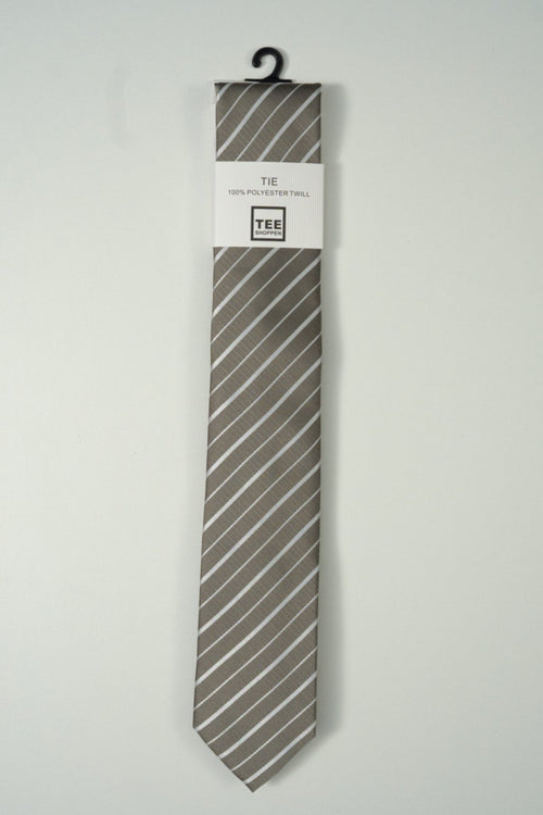 Tie - Beige Striped - TeeShoppen Group™ - Accessories - TeeShoppen