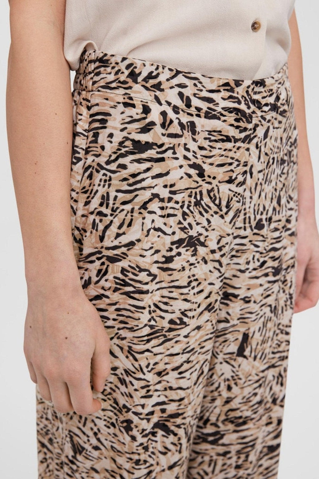 Einfach breit Pants - Weißer Pfeffer