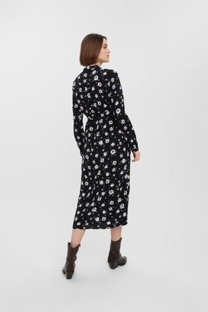 Einfaches Langarm -Hemdkleid - schwarz