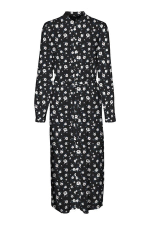 Einfaches Langarm -Hemdkleid - schwarz