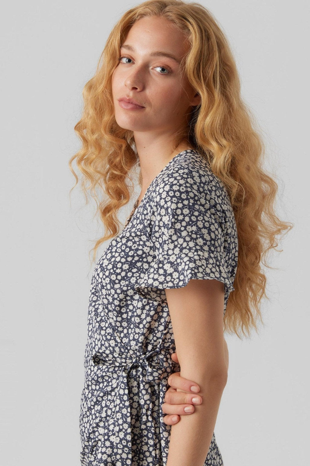 Henna Mini Wrap Kleid - China Blau