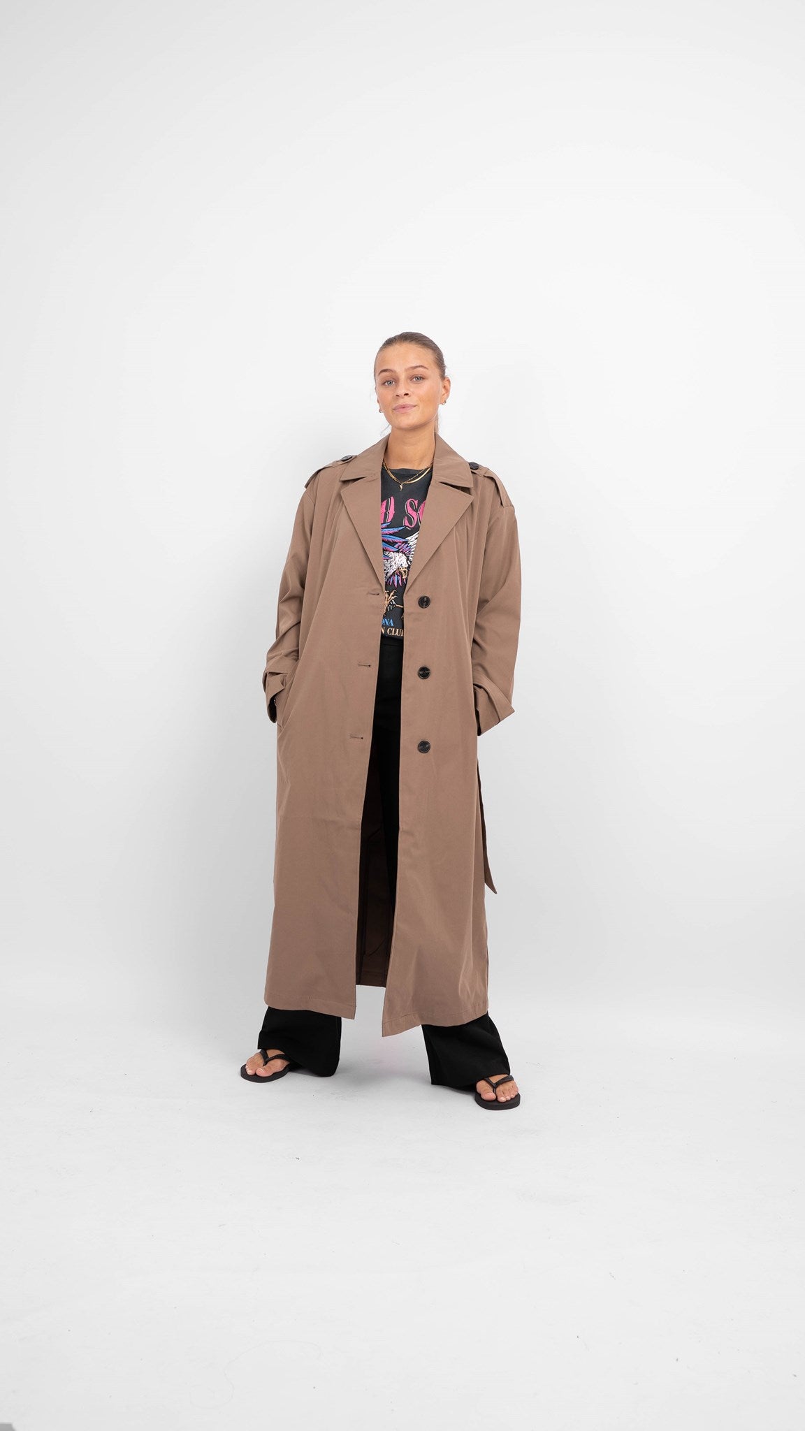 Isabelle Long Trenchcoat - Walnut - ONLY - Braun