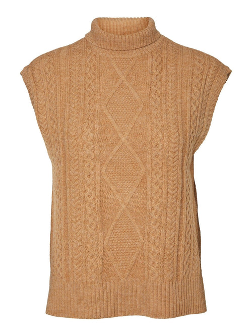 Amina High Neck Vest - Tan - TeeShoppen Group™ - Knitwear - Vero Moda