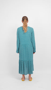 Anna Langarmed Kleid - blaugrün