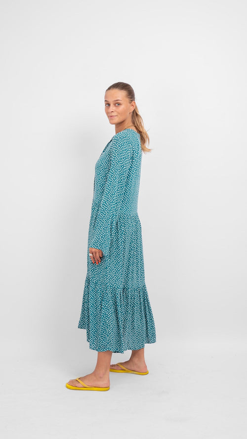 Anna long-sleeved dress - Teal Green - TeeShoppen Group™ - Dress - Amis de Copenhague