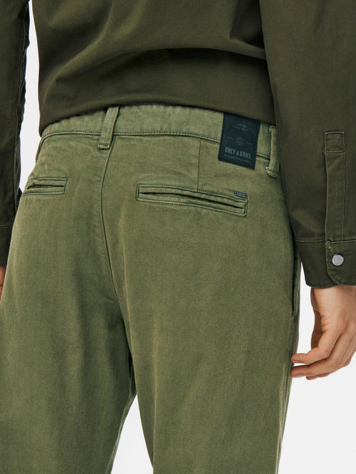 Avi Beam Chino Twill Pants - Olive Night - TeeShoppen Group™ - Pants - Only & Sons