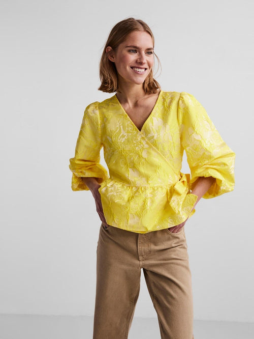 Aviona Wrap Blouse - Pale Banana - TeeShoppen Group™ - Formal Shirts & Blouses - PIECES