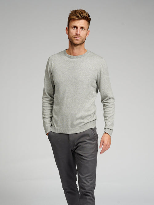 Basic Knit Crewneck - Light Grey Melange - TeeShoppen Group™ - Knitwear - TeeShoppen