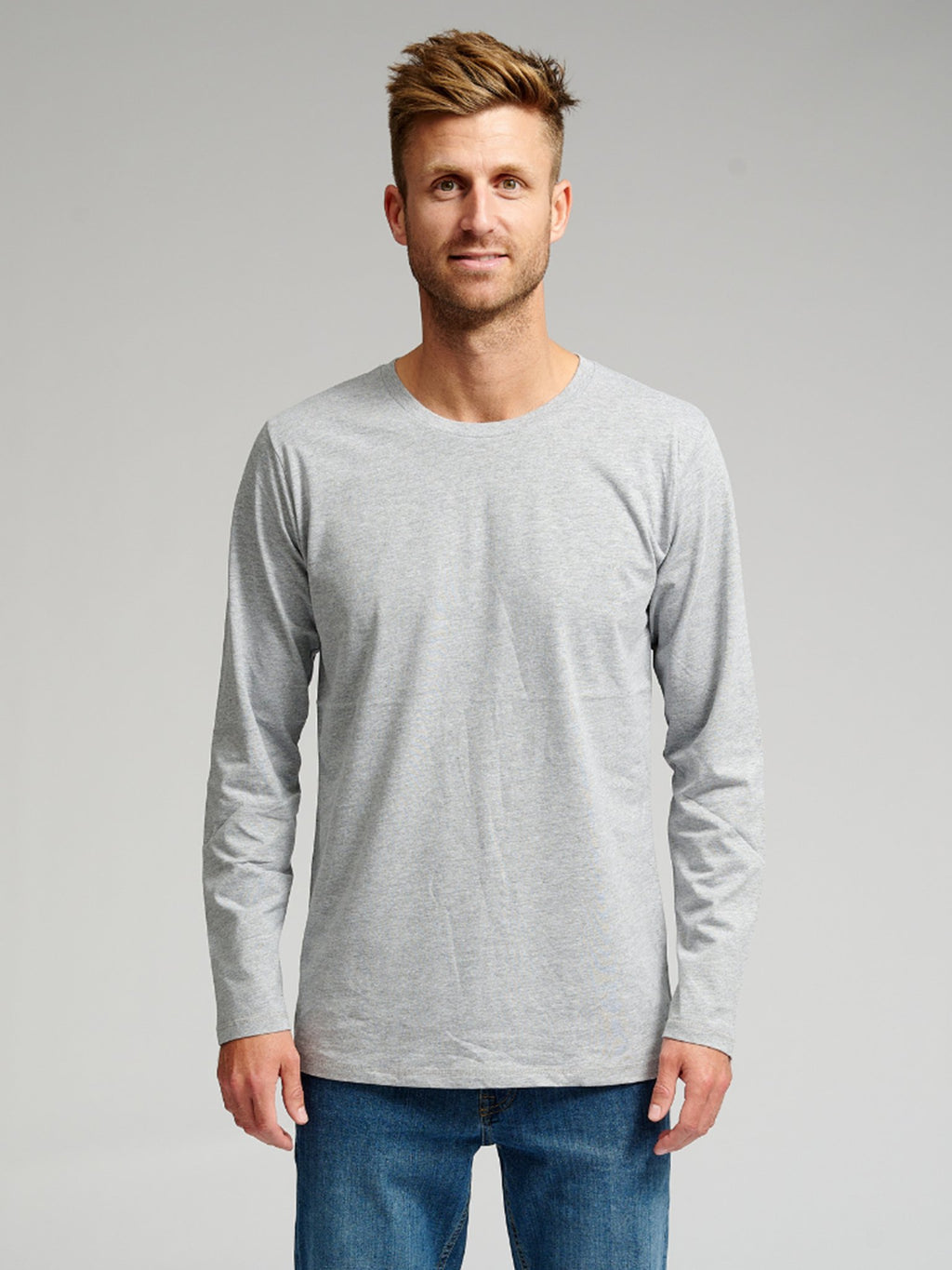 Grundlegendes langärmeliges T-Shirt-grau
