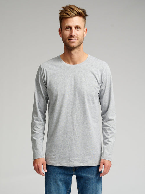 Basic Long-sleeved T-shirt - Gray - TeeShoppen Group™ - T-shirt - TeeShoppen