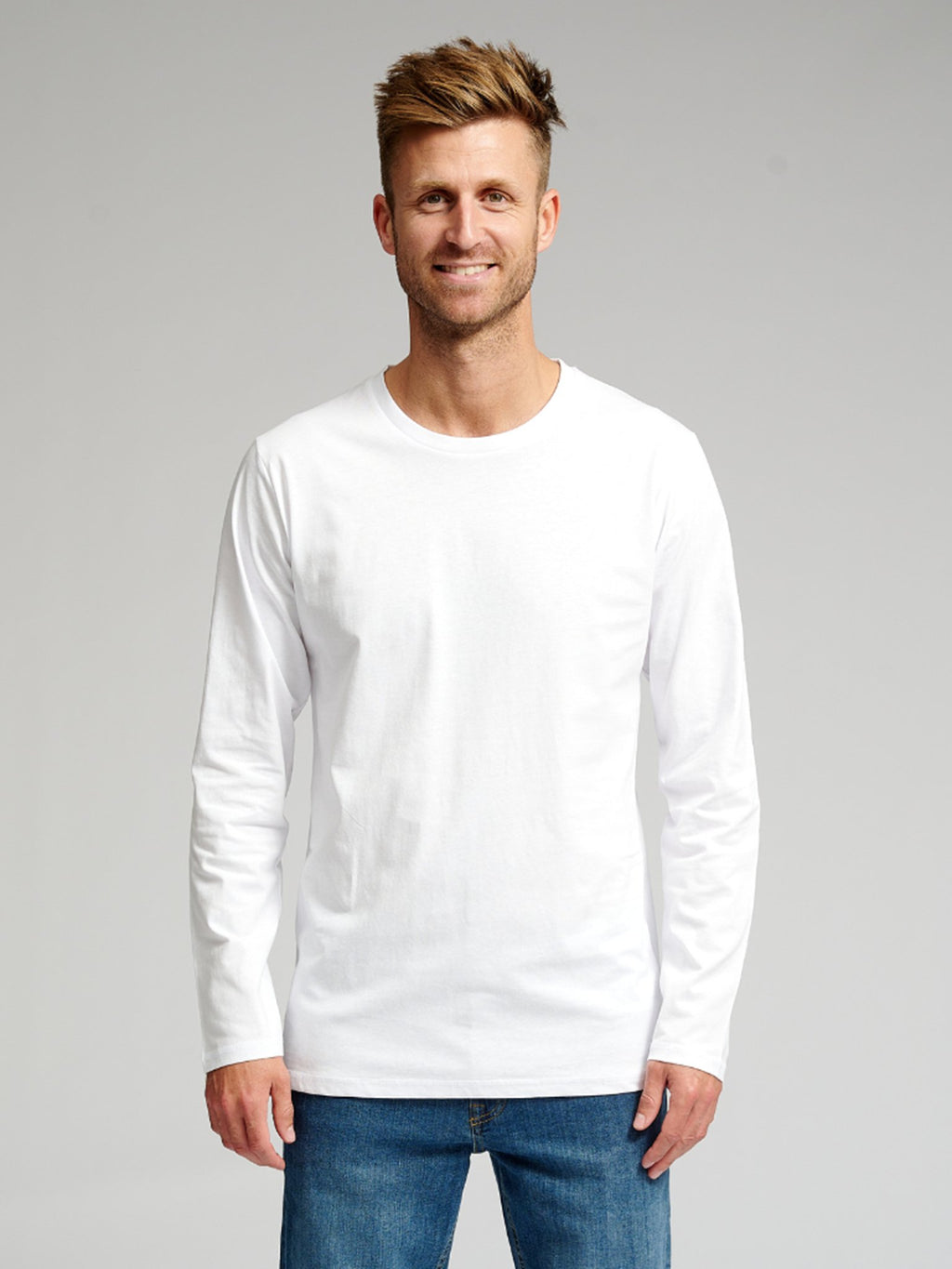 Grundlegend langärmeliges T-Shirt-Weiß