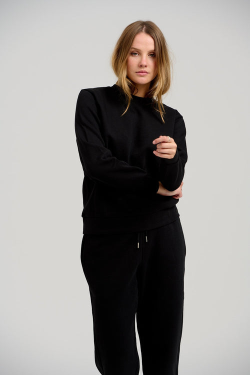 Basic Sweatsuit with Crewneck (Black) - Package Deal (Women) - TeeShoppen Group™ - Sweatsuit - TeeShoppen