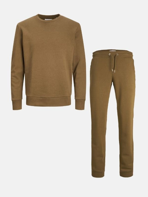 Basic Sweatsuit with Crewneck (Brown) - Package Deal - TeeShoppen Group™ - Sweatsuit - TeeShoppen