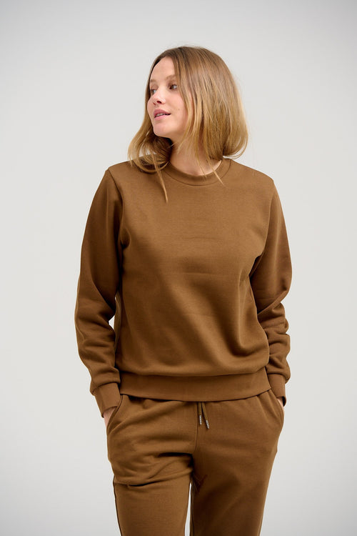 Basic Sweatsuit with Crewneck (Brown) - Package Deal (Women) - TeeShoppen Group™ - Sweatsuit - TeeShoppen