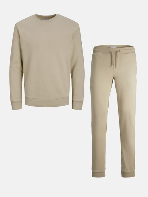 Basic Sweatsuit with Crewneck (Dark Beige) - Package Deal - TeeShoppen Group™ - Sweatsuit - TeeShoppen