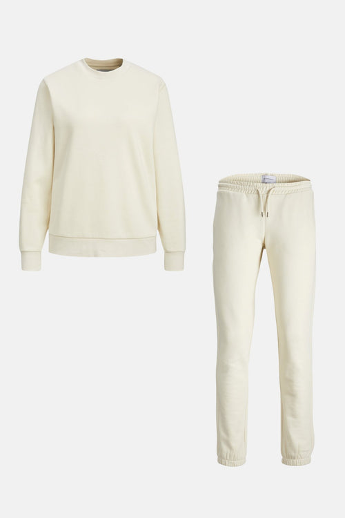 Basic Sweatsuit with crewneck (Light Beige) - Package Deal (Women) - TeeShoppen Group™ - Sweatsuit - TeeShoppen