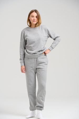 Basic Sweatsuit mit Crewneck (hellgraue Melange) - Paketangebot (Damen)