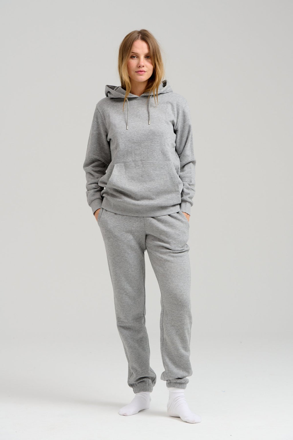 Basic Sweatsuit mit Hoodie (hellgraue Melange) - Packungsgeschäft (Frauen)