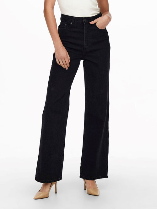 Camille Wide Leg Jeans - Black Denim - TeeShoppen Group™ - Jeans - ONLY