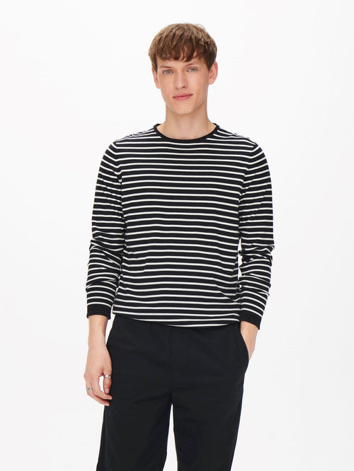 Coby Striped Knit - Dark Navy - TeeShoppen Group™ - Knitwear - Only & Sons