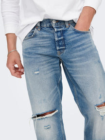 Kante lose Jeans - hellblauer Denim