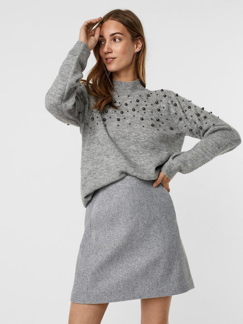 Emilia High Neck Sweater - Light gray - TeeShoppen Group™ - Knitwear - Vero Moda