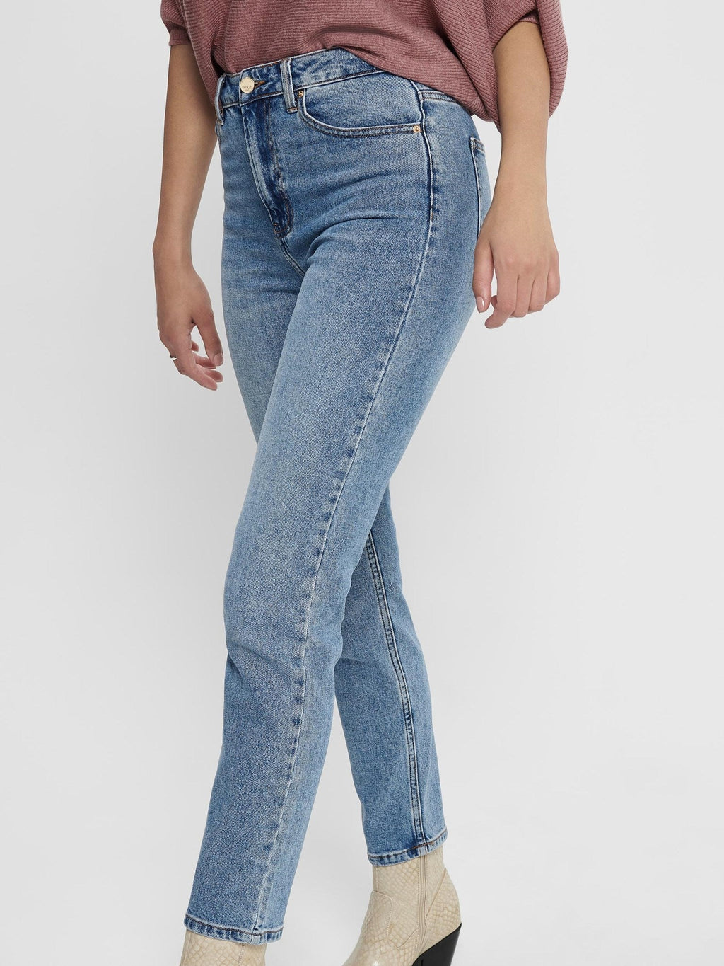 Emily High Waist Jeans - Medium Blue