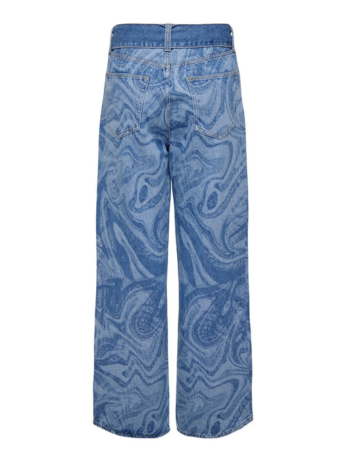 Esther Hope Print - Medium Blue Denim - TeeShoppen Group™ - Pants - ONLY