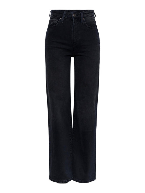 Flikka High Waist Wide Jeans - Black Denim - TeeShoppen Group™ - Jeans - PIECES