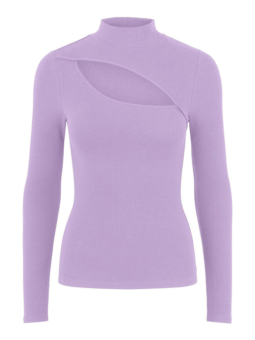 Hazel Cut Out High Neck Blouse - Lavender - TeeShoppen Group™ - Formal Shirts & Blouses - PIECES