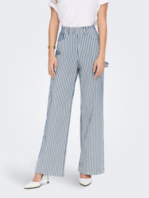 Hoffnung hoher Taille gestreift Pants - Weiß Blau