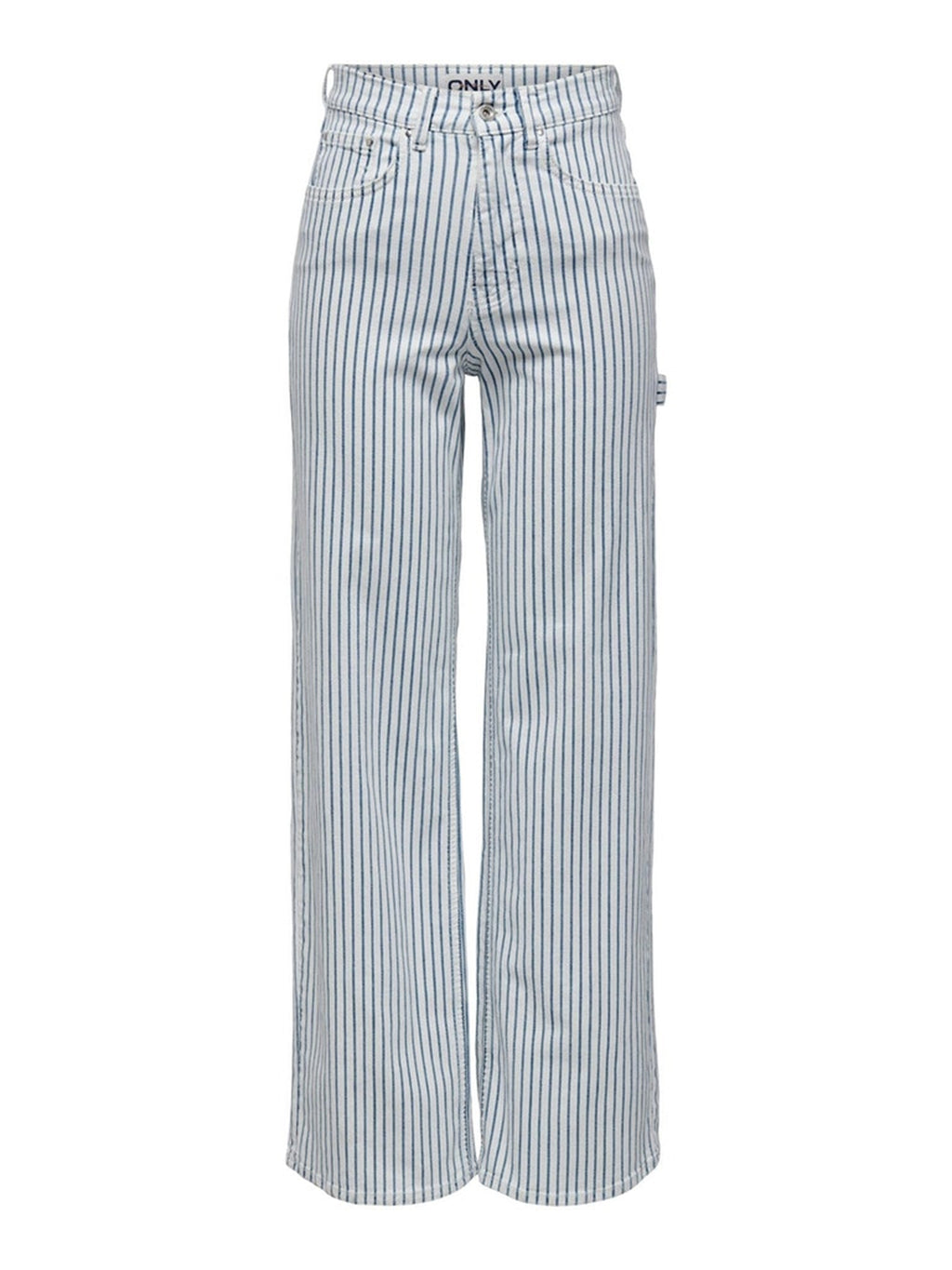 Hoffnung hoher Taille gestreift Pants - Weiß Blau