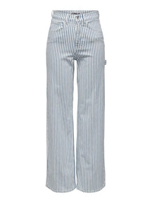 Hoffnung hoher Taille gestreift Pants - Weiß Blau