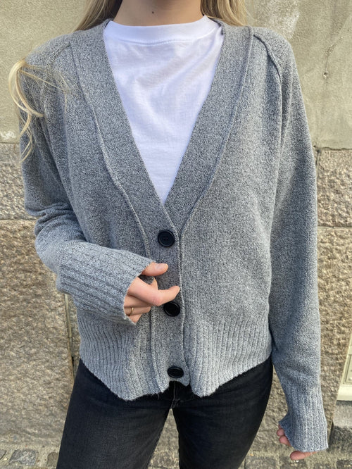 Ian Long Sleeve Cardigan - Medium Gray - TeeShoppen Group™ - Knitwear - Noisy May