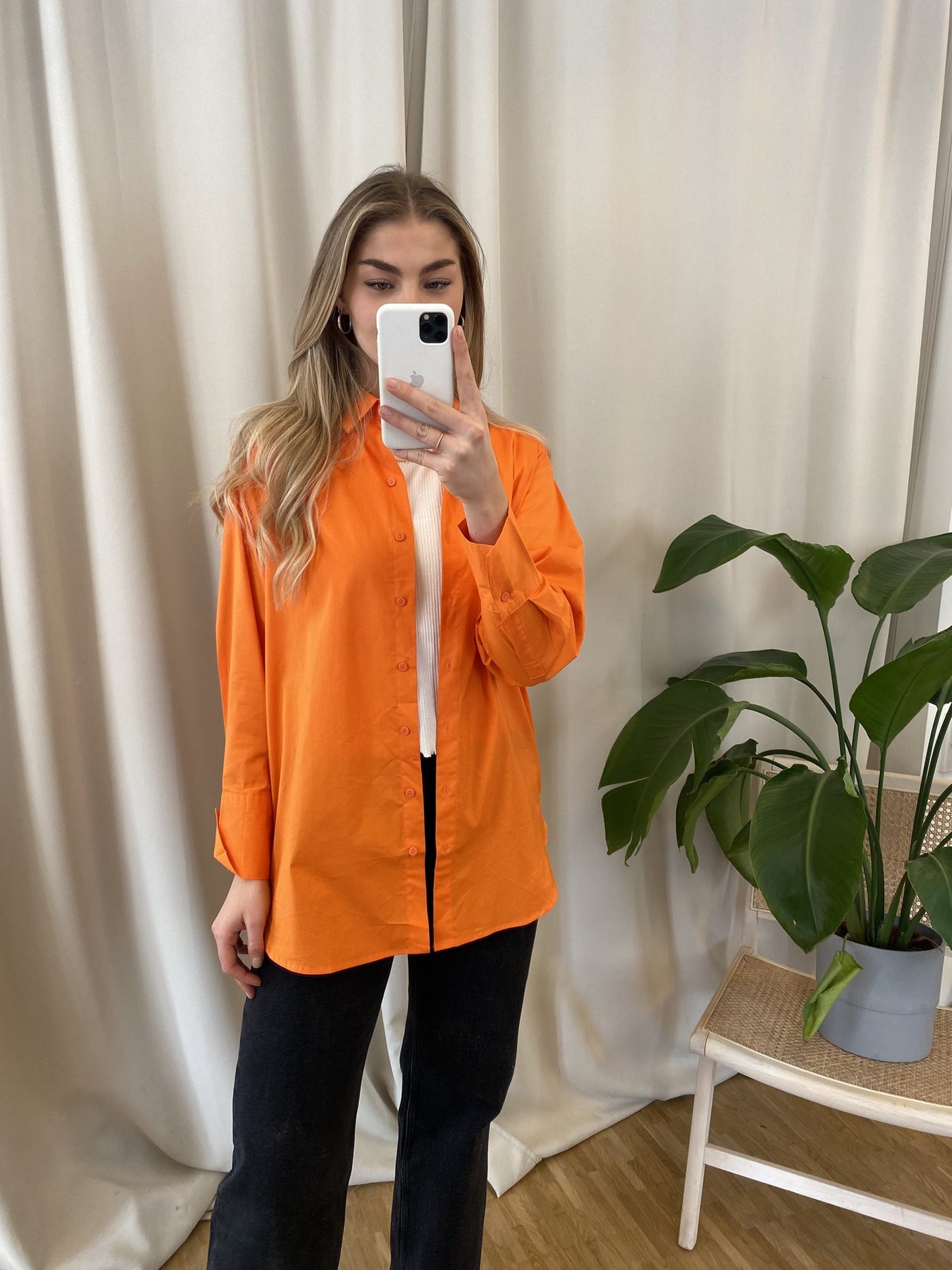 Mio Langer Hemd - Vibrant Orange - Jacqueline de Yong - Orange 2