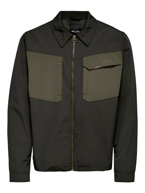 Jayden zipper jacket - Peat - TeeShoppen Group™ - Jacket - Only & Sons